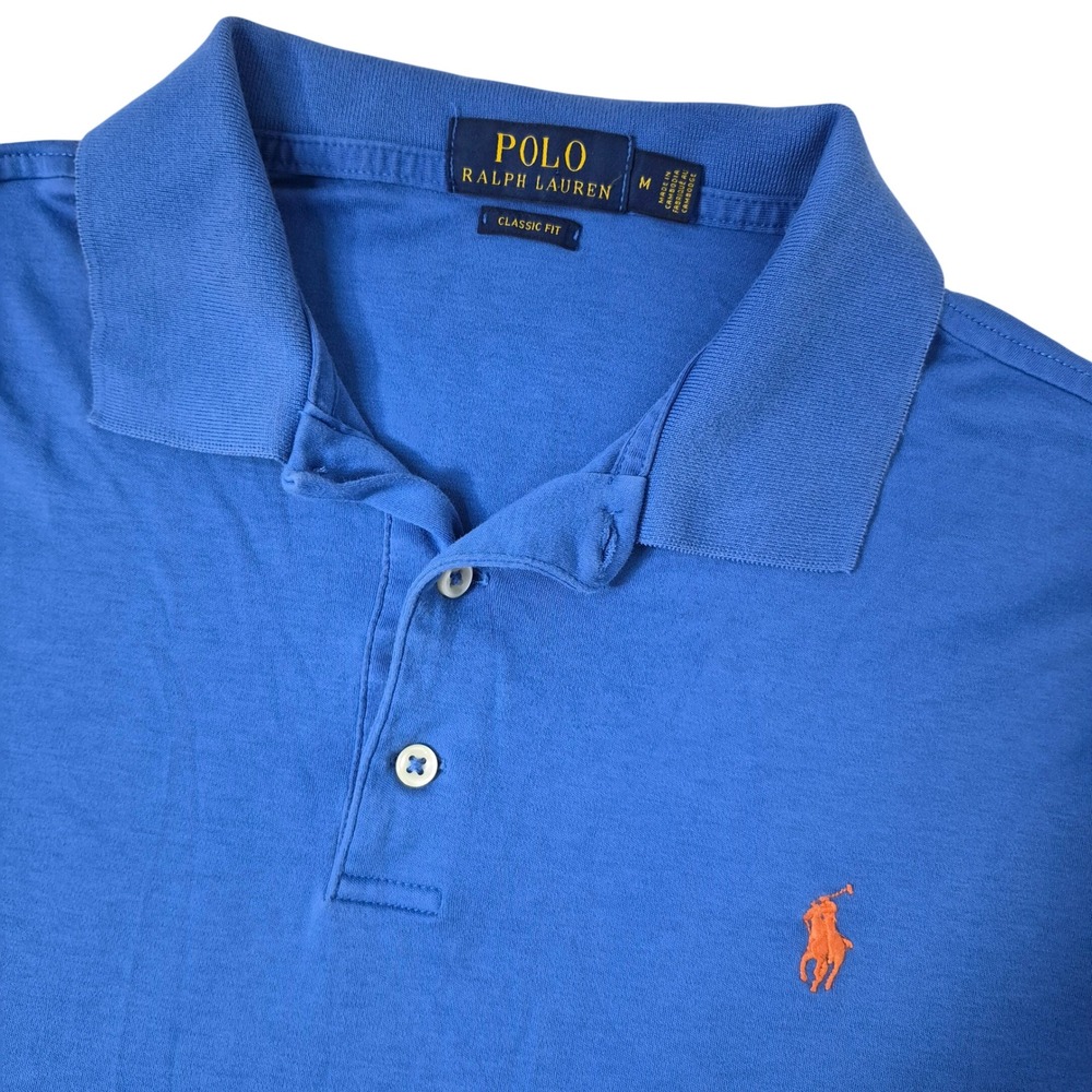 Polo Ralph Lauren Polo Shirt Mens Medium Blue Short Sleeve Classic Fit Pony Logo